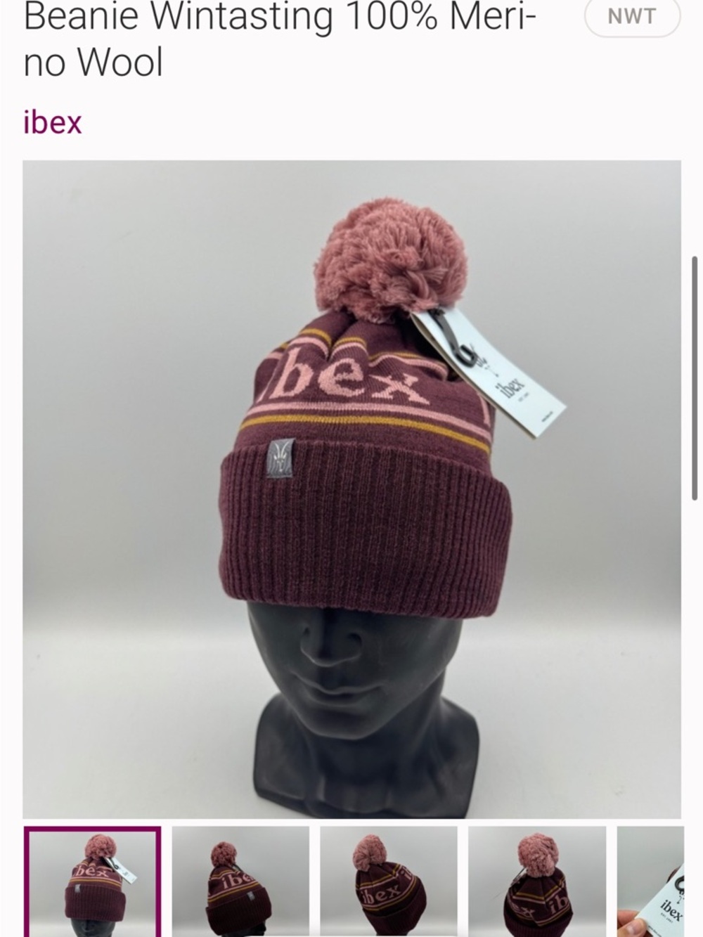 ibex women’s 100% merino apres sweater cap Pom beanie